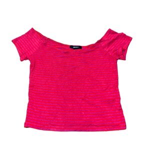 Cap Sleeve Off The Shoulder Striped Crop Top